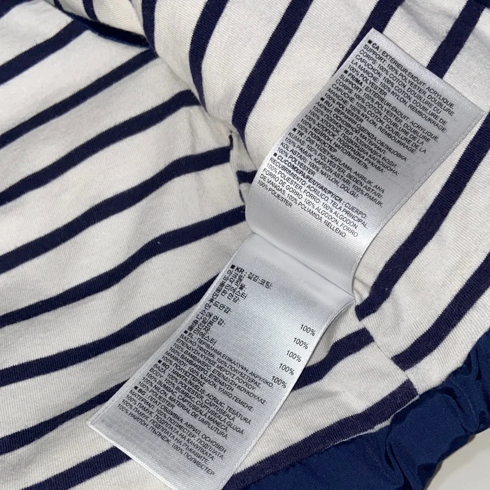 Baby GAP Kids Navy Puffer Jacket with Striped Lining Size 0-6 Months